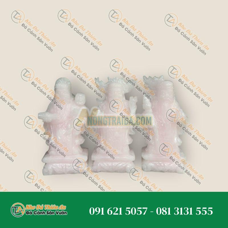 Bộ Tượng Tam Đa Phúc Lộc Thọ Đá Thạch Anh Hồng – Cao 20cm