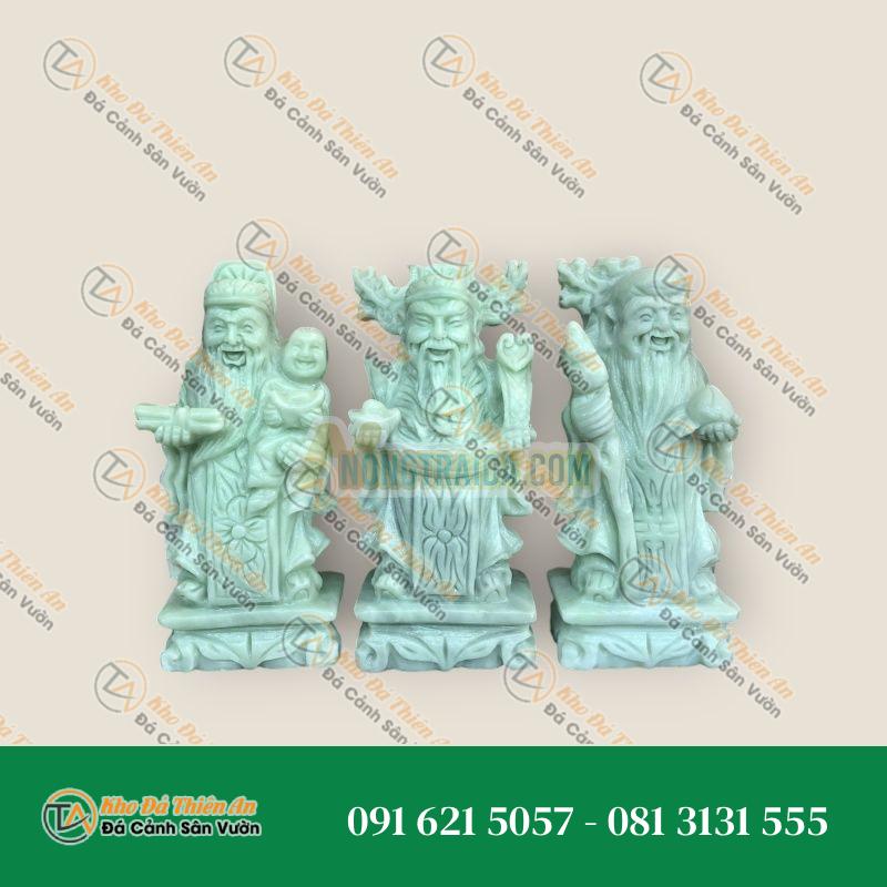 Bộ Tượng Tam Đa Phúc Lộc Thọ Đá Cẩm Thạch 20cm – May Mắn, Hạnh Phúc – Khodathienan.com