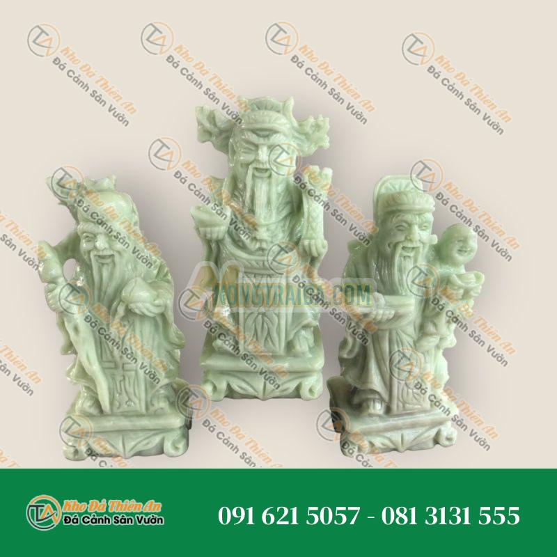 Bộ Tượng Tam Đa Phúc Lộc Thọ Phong Thủy Đá Cẩm Thạch Trắng Xanh – Cao 20cm Giá Rẻ | Phong Thuỷ