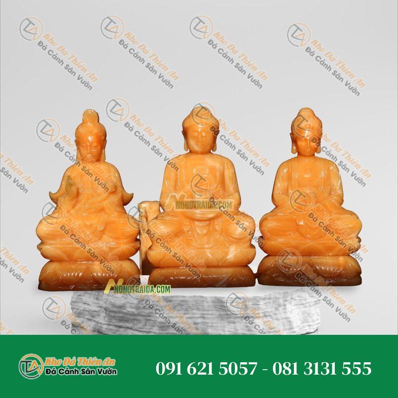 Bộ Tượng Tây Phương Tam Thánh Đá Trắng Lục Yên 157cm – Khodathienan.com