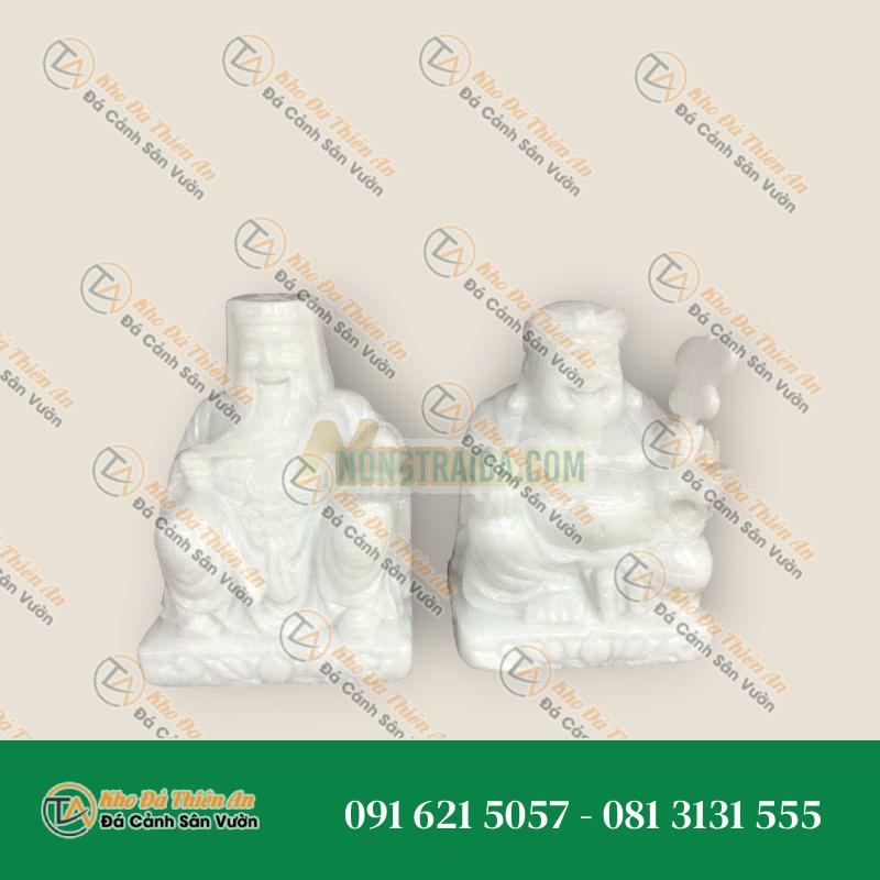 Bộ Tượng Thờ Thần Tài Thổ Địa Đá Cẩm Thạch Trắng 20cm – Khodathienan.com
