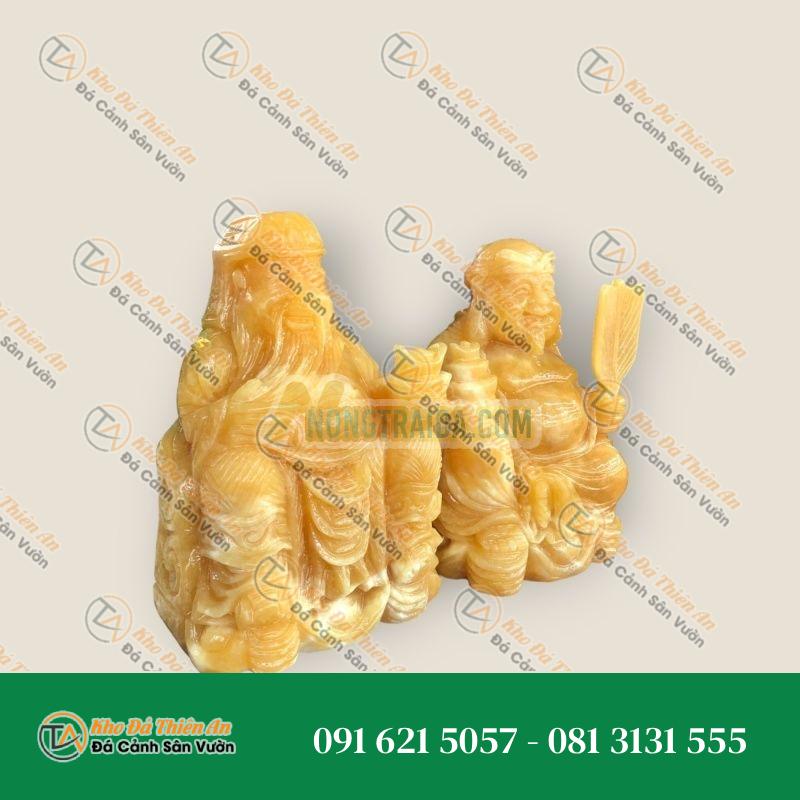 Bộ Tượng Thờ Hai Ông Tài Địa Thần Tài Thổ Địa Đá Ngọc Hoàng Long – Cao 20cm | Quà Tặng Phong Thủy