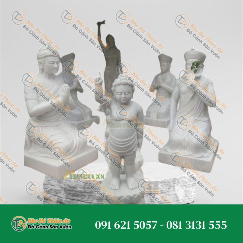 Bộ Tượng Vườn Lâm Tỳ Ni – Đá Trắng Muối 188cm – Kiểu Dáng Sang Trọng, Nghệ Thuật | Khodathienan.com