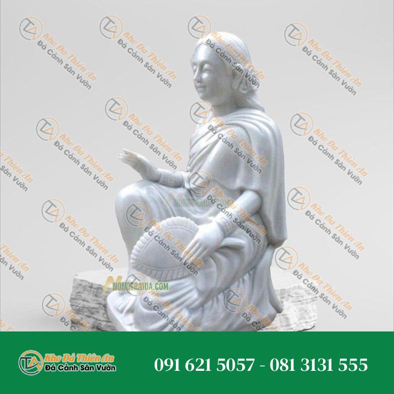 Bộ Tượng Vườn Lâm Tỳ Ni Bằng Đá Trắng Non Nước – Cao 166cm | KDTA008581