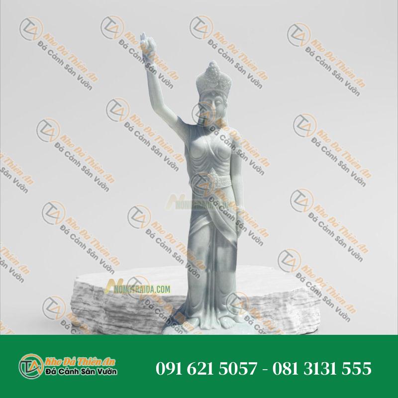 Bộ Tượng Vườn Lâm Tỳ Ni Đá Trắng Xanh 190cm – Kiểu Dáng Độc Đáo – Khodathienan.com