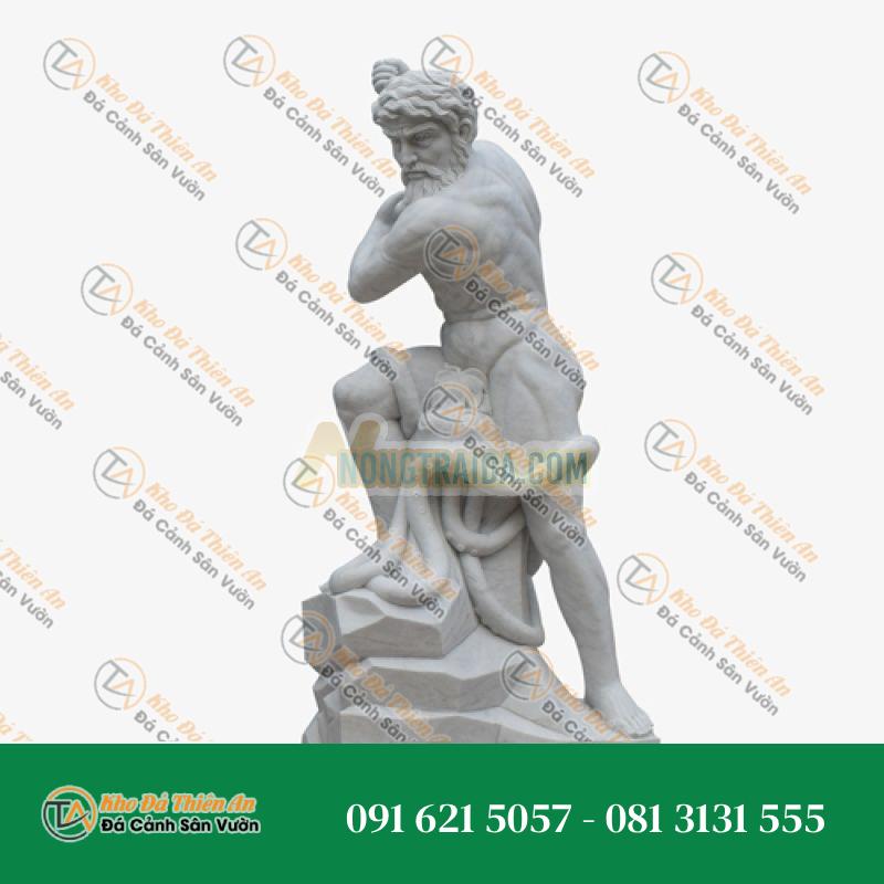 Tượng Hercules Đấu Với Rắn Bằng Đá Marble – Tuyệt Tác Điêu Khắc Cổ Điển
