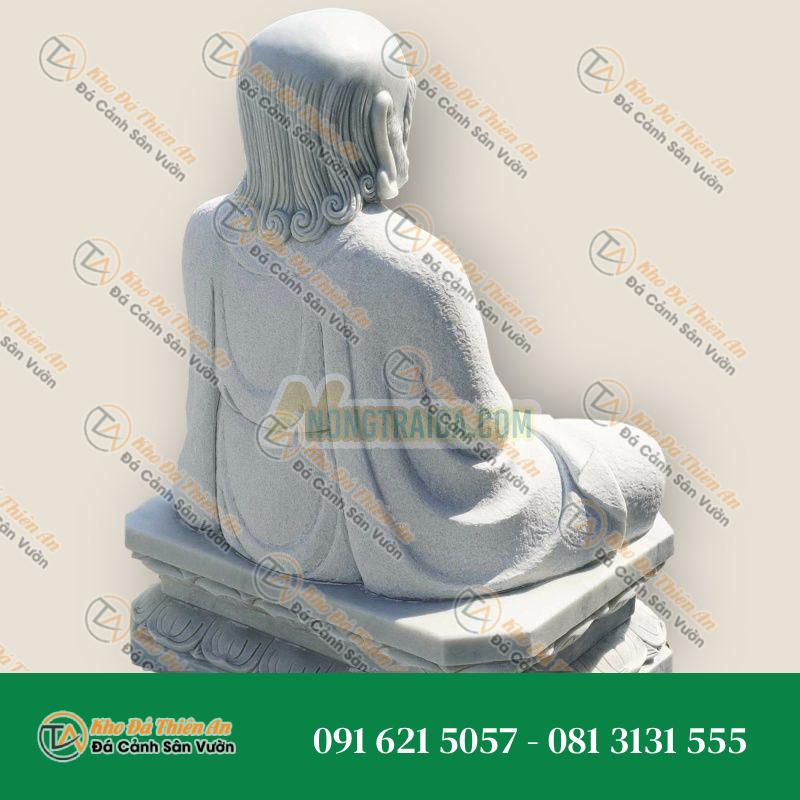 Tượng Bodhidharma Thiền Đá Trắng 105cm – Nghệ Thuật & Tâm Linh – Khodathienan.com