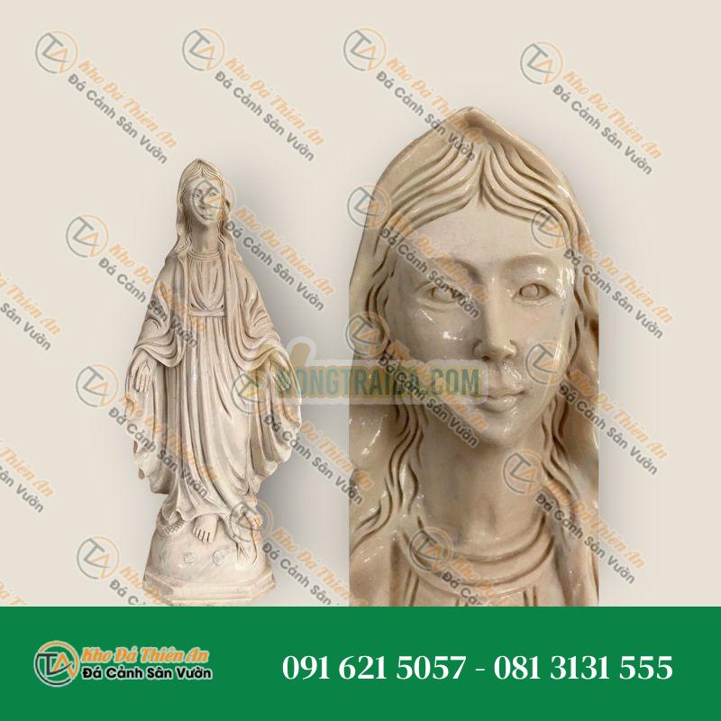 Tượng Đức Mẹ Bằng Đá Marble Trắng – Chạm Khắc Tinh Xảo