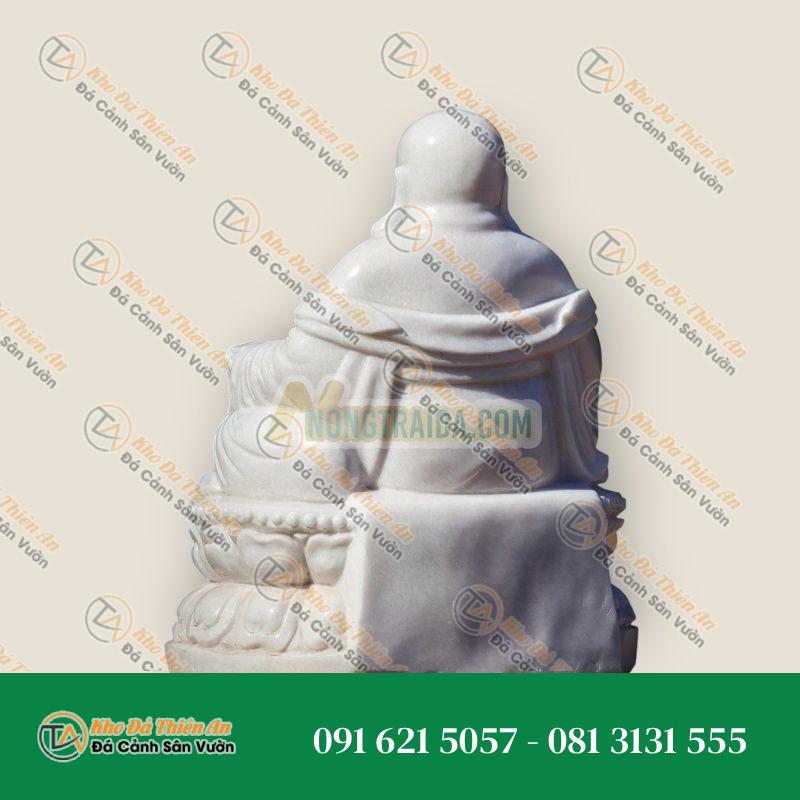 Tượng Phật Hotei – Biểu Tượng Giàu Có & Hạnh Phúc – Đá Trắng 65cm – Khodathienan.com