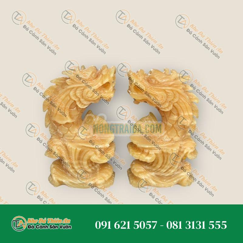 Cặp Cá Chép Hóa Rồng Phong Thủy Đá Ngọc Hoàng Long – Cao 20cm, Thu Hút Tài Lộc