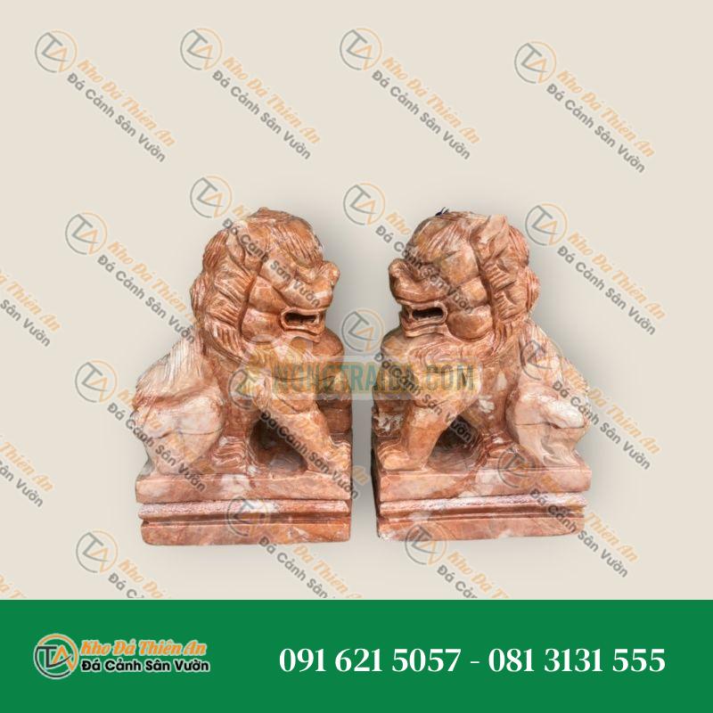 Cặp Kỳ Lân Phong Thủy Đá Cẩm Thạch Đỏ – Cao 20cm | Tăng Cường Tài Lộc
