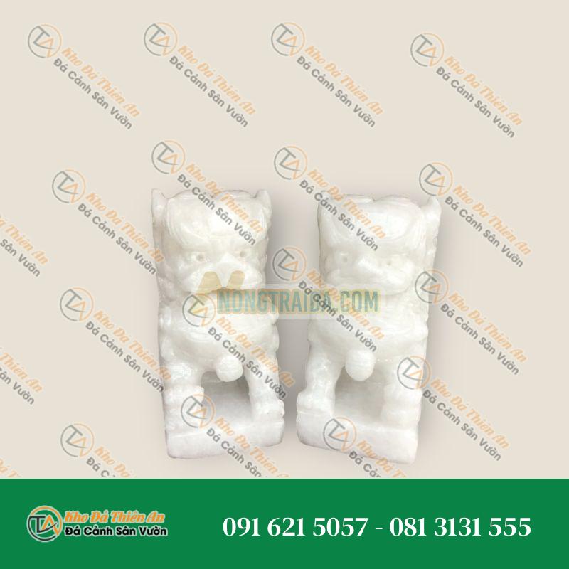 Cặp Kỳ Lân Phong Thủy – Đá Cẩm Thạch Trắng – 15cm – Kiểu Dáng Tinh Tế, Thanh Lịch | Khodathienan.com