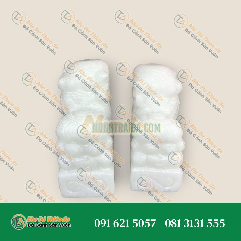 Cặp Kỳ Lân Phong Thủy Đá Cẩm Thạch Trắng – Cao 20cm | Tài Lộc và Bình An