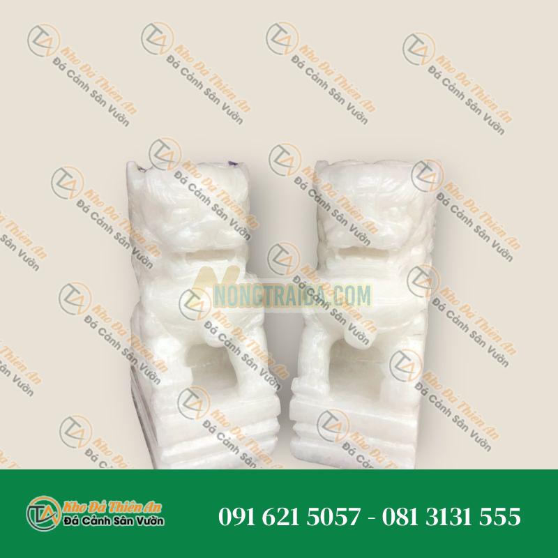 Cặp Kỳ Lân Phong Thủy Đá Cẩm Thạch Trắng 20cm | Tài Lộc & Bảo Vệ