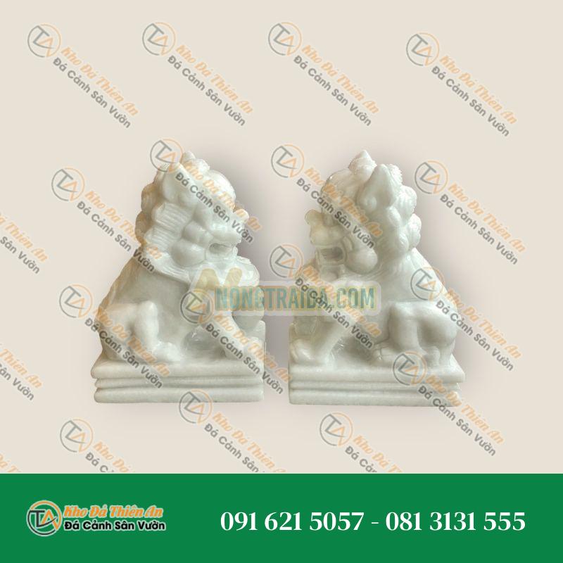 Cặp Kỳ Lân Phong Thủy Đá Cẩm Thạch Trắng – Cao 30cm | Tăng Cường Tài Lộc