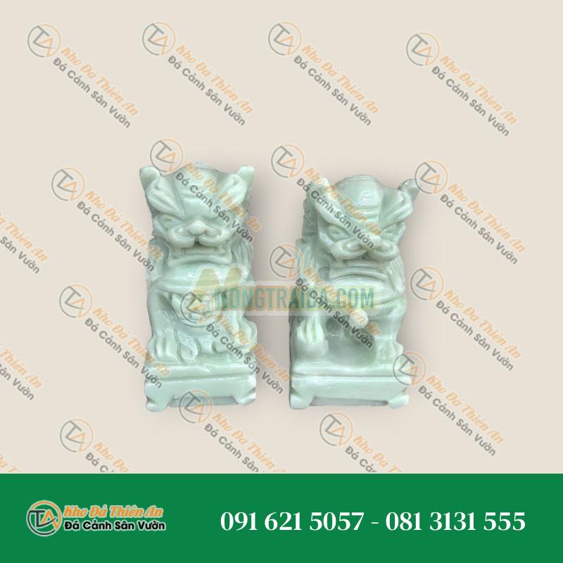 Cặp Kỳ Lân Phong Thủy Đá Cẩm Thạch Trắng Xanh 12cm – Chiêu Tài, Hóa Lộc | Khodathienan.com