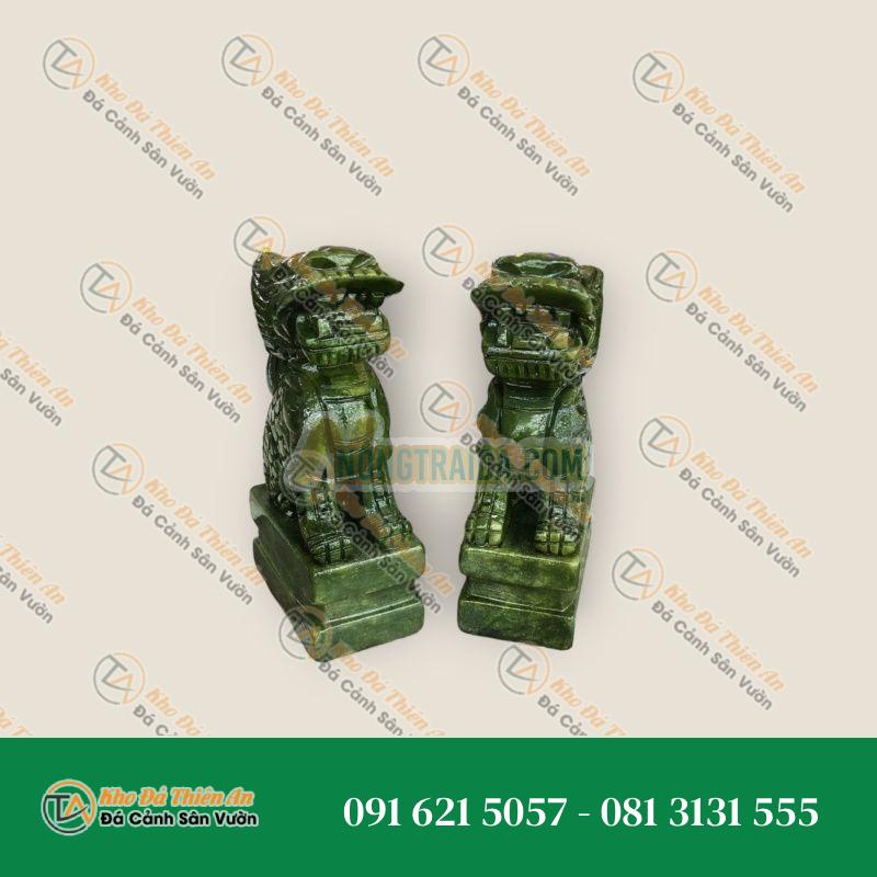 Cặp Kỳ Lân Phong Thủy Đá Ngọc Ấn Độ – Cao 15cm | Tăng Cường Tài Lộc và Bình An
