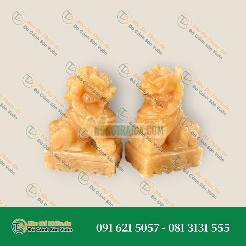 Cặp Kỳ Lân Phong Thủy – Đá Ngọc Hoàng Long – 15cm – Khodathienan.com