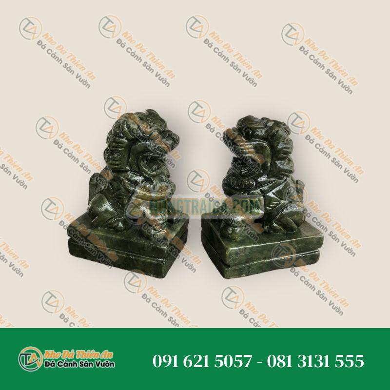 Cặp Kỳ Lân Phong Thủy Đá Seperentine 7cm | Tài Lộc & May Mắn Cho Bàn Làm Việc