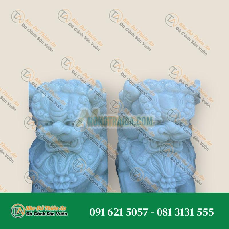 Cặp Kỳ Lân Phong Thủy Gác Cổng – Đá Cẩm Thạch Trắng – 92cm – Kiểu Dáng Sang Trọng, Nghệ Thuật | Khodathienan.com