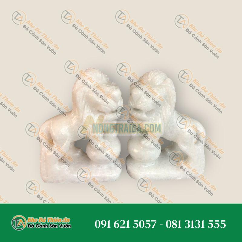 Cặp Sư Tử Phong Thủy Đá Cẩm Thạch Trắng 20cm – Bảo Vệ & Thu Hút Tài Lộc
