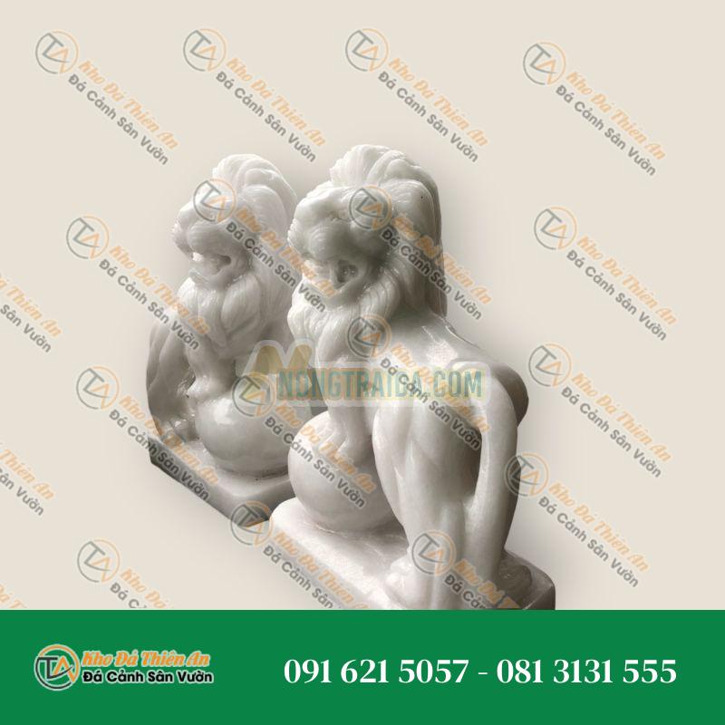Cặp Sư Tử Phong Thủy Đá Cẩm Thạch Trắng Cao 60cm – Bảo Vệ & Tài Lộc