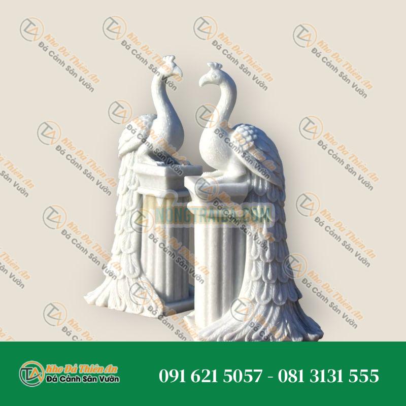 Cặp Tượng Công Chúa Trắng Đá Marble Tinh Tế, Cao 90cm, Kiểu Dáng Sang Trọng | Khodathienan.com