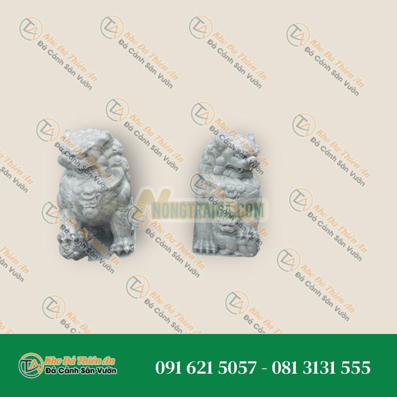 Cặp Tượng Kỳ Lân Phong Thủy Đá Cẩm Thạch Trắng Xám – Cao 1m | Tăng Cường Tài Lộc