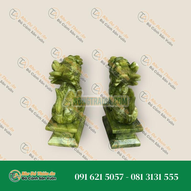 Cặp Tượng Kỳ Lân Phong Thủy Đá Ngọc Ấn Độ – Cao 12cm – Khodathienan.com