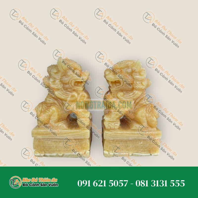 Cặp Tượng Kỳ Lân Phong Thủy Đá Ngọc Hoàng Long – Cao 20cm | Tăng Cường Tài Lộc