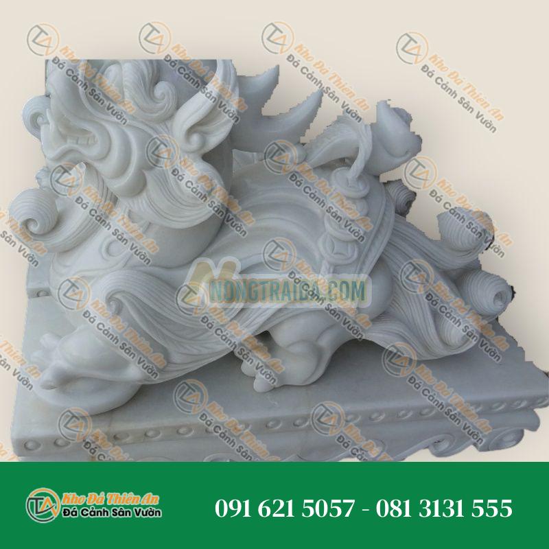 Cặp Tỳ Hưu Đá Cẩm Thạch Trắng 50cm | Phong Thủy Tài Lộc & May Mắn