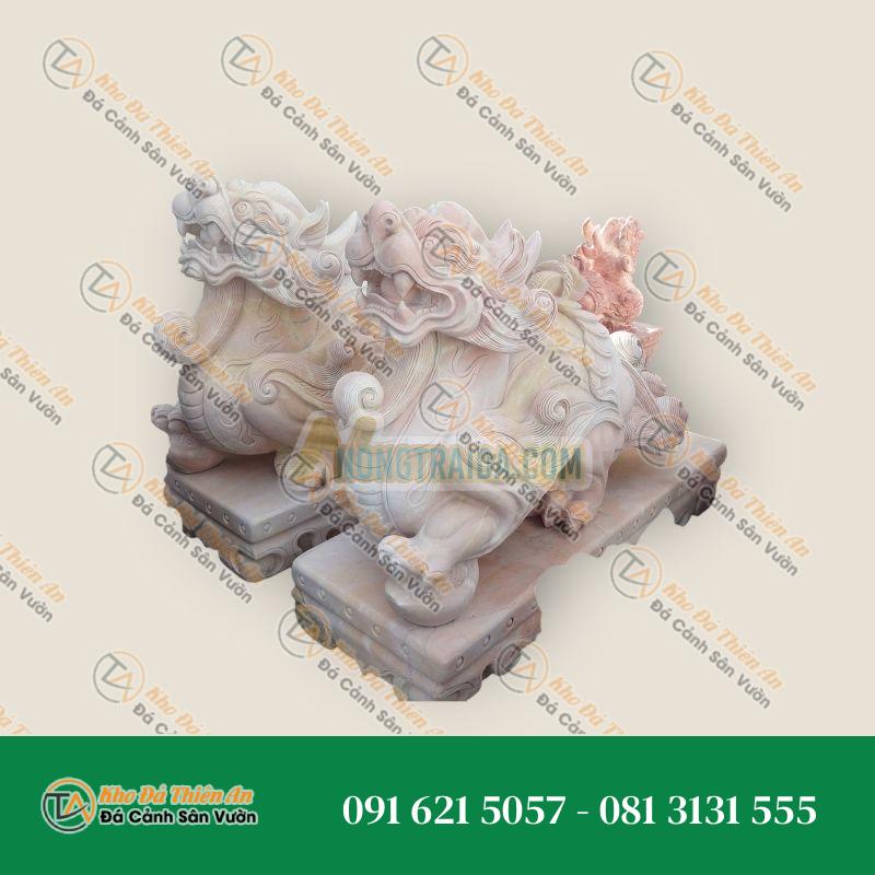 Cặp Tỳ Hưu Đá Cẩm Thạch Hồng 90cm – Nét Đẹp Sang Trọng, Uy Nghi | Khodathienan.com