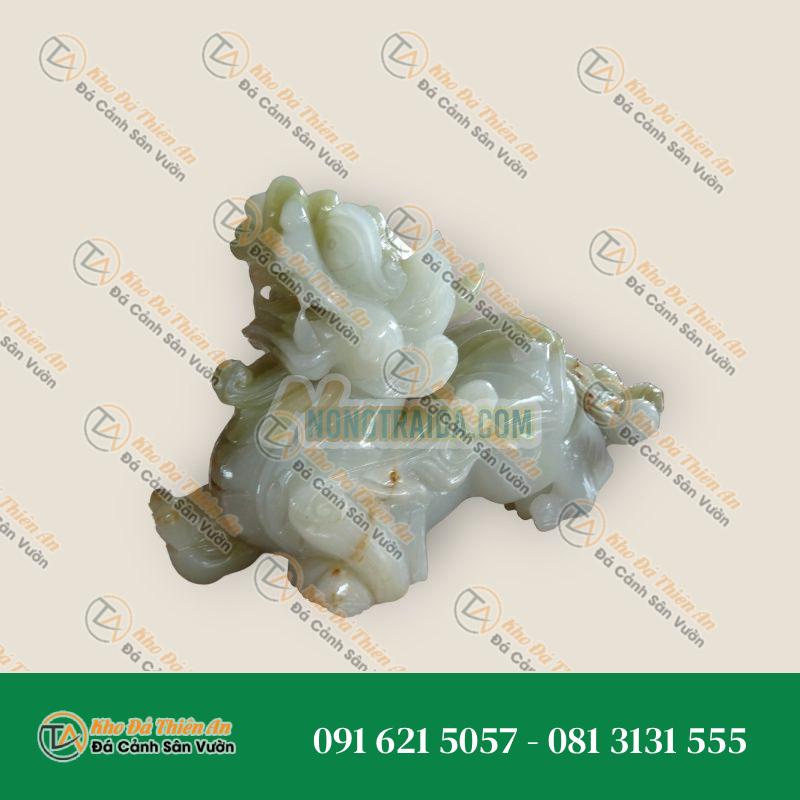 Cặp Tỳ Hưu Đá Xanh Thạch Anh 32x20cm – Chiêu Tài, Hóa Sát, May Mắn | Khodathienan.com