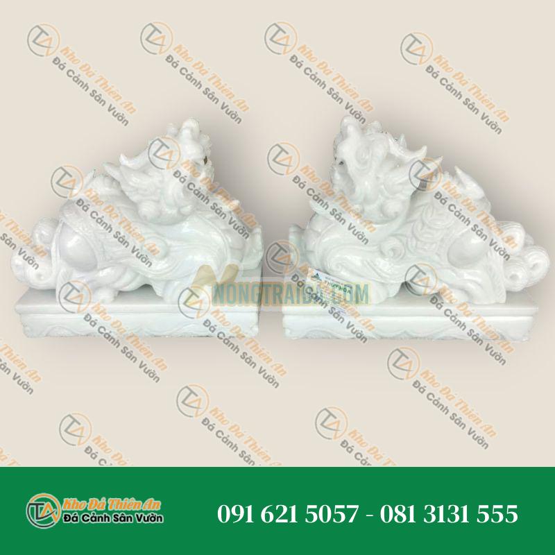 Cặp Tỳ Hưu Phong Thủy – Đá Cẩm Thạch Trắng – 40cm – Khodathienan.com