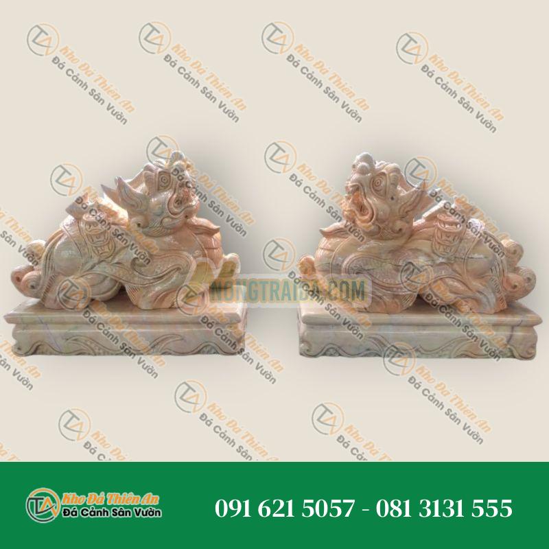 Cặp Tỳ Hưu Phong Thủy Đá Cẩm Thạch Vàng Cà Rốt – Dài 50cm | Tài Lộc và Thịnh Vượng