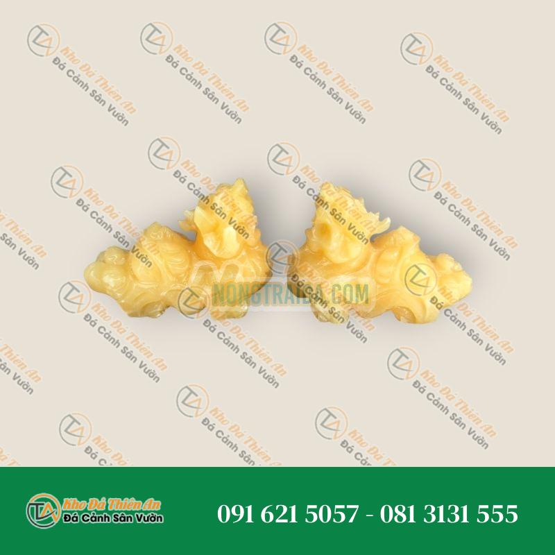 Cặp Tỳ Hưu Phong Thủy Đá Ngọc Hoàng Long – Dài 12cm | Tài Lộc và May Mắn