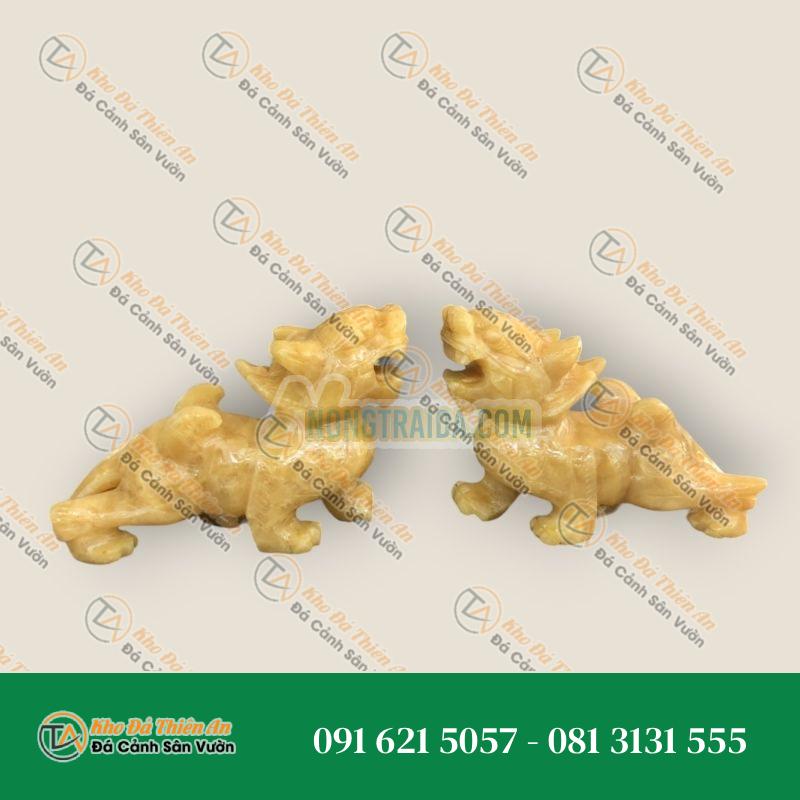 Cặp Tỳ Hưu Phong Thủy Đá Ngọc Hoàng Long – Dài 17cm | Tài Lộc và Thịnh Vượng