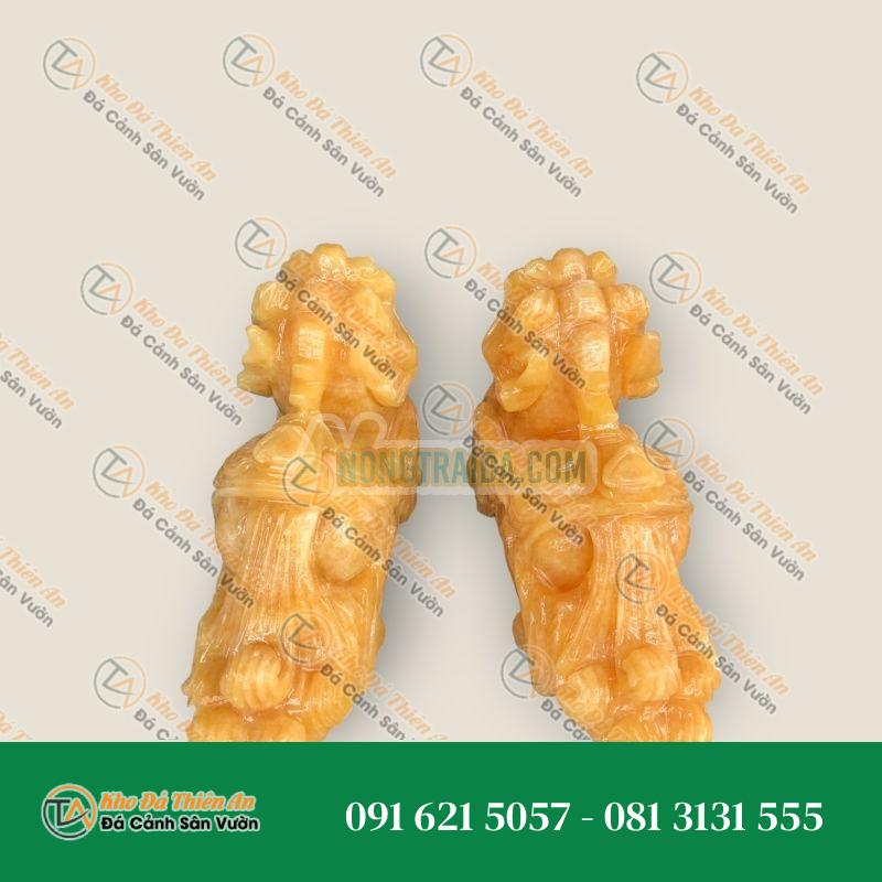 Cặp Tỳ Hưu Phong Thủy Đá Ngọc Hoàng Long 20cm | Tài Lộc & May Mắn