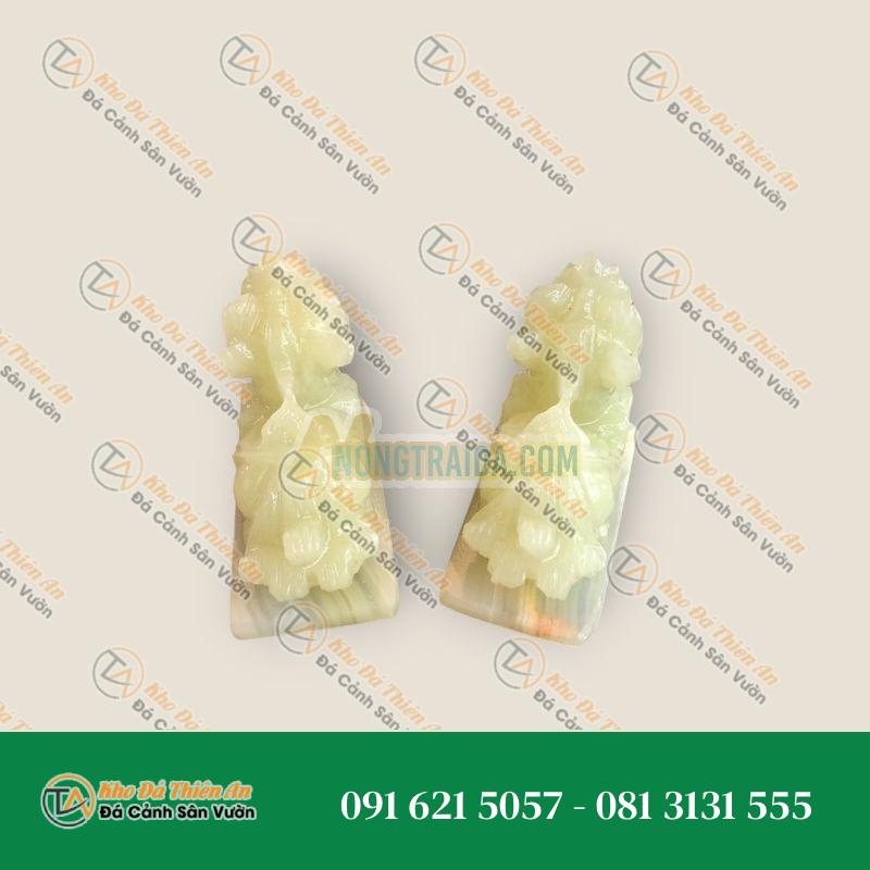 Cặp Tỳ Hưu Phong Thủy Đá Ngọc Onyx Có Đế 11cm | Tài Lộc & May Mắn