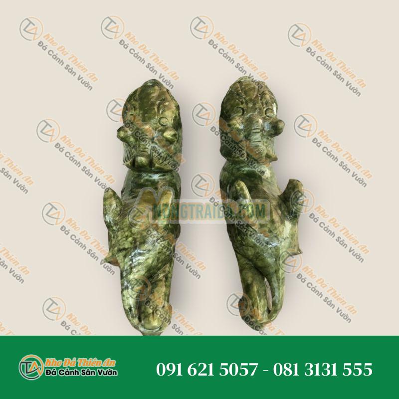 Cặp Tỳ Hưu Phong Thủy Đá Ngọc Serpentine 20cm | Tài Lộc & May Mắn