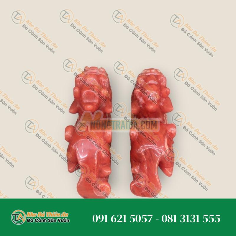 Cặp Tỳ Hưu Phong Thủy – Đá Núi Lửa Obsidian Đỏ – 15cm – Phong Thủy Bảo Vệ, May Mắn | Khodathienan.com