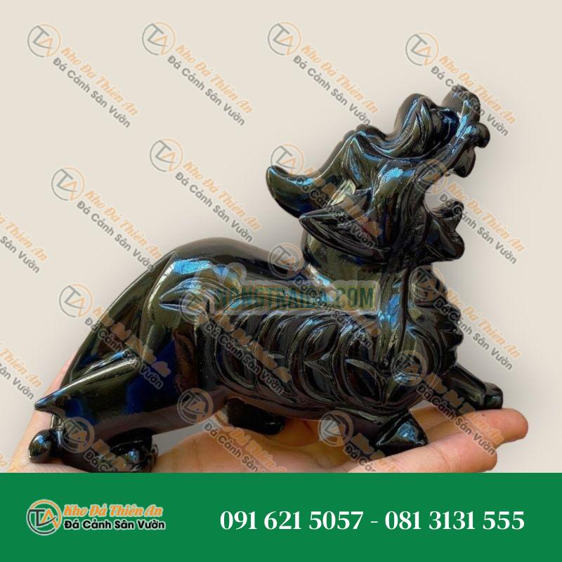 Cặp Tỳ Hưu Phong Thủy Đá Thạch Anh Đen – Dài 15cm | Tài Lộc và Bình An