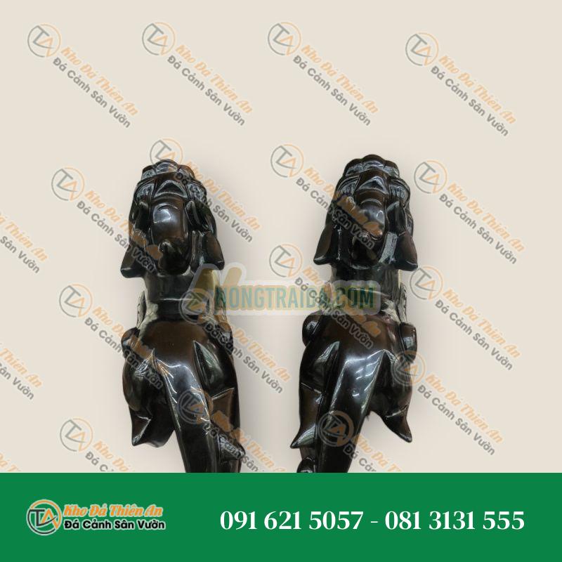 Cặp Tỳ Hưu Phong Thủy Đá Thạch Anh Đen 20cm | Tài Lộc & Bình An