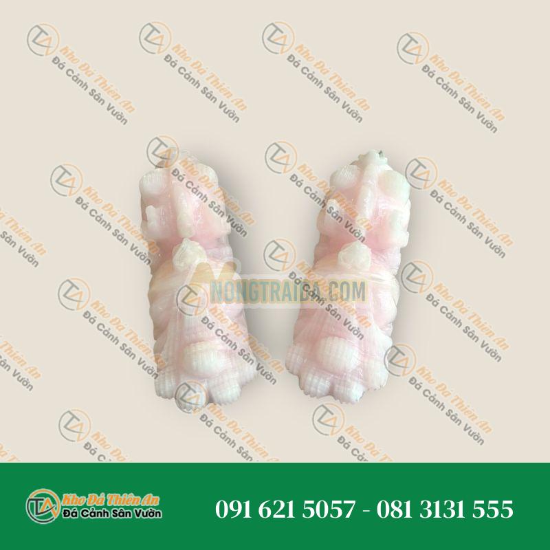 Cặp Tỳ Hưu Phong Thủy Đá Thạch Anh Hồng 20cm | May Mắn & Tài Lộc