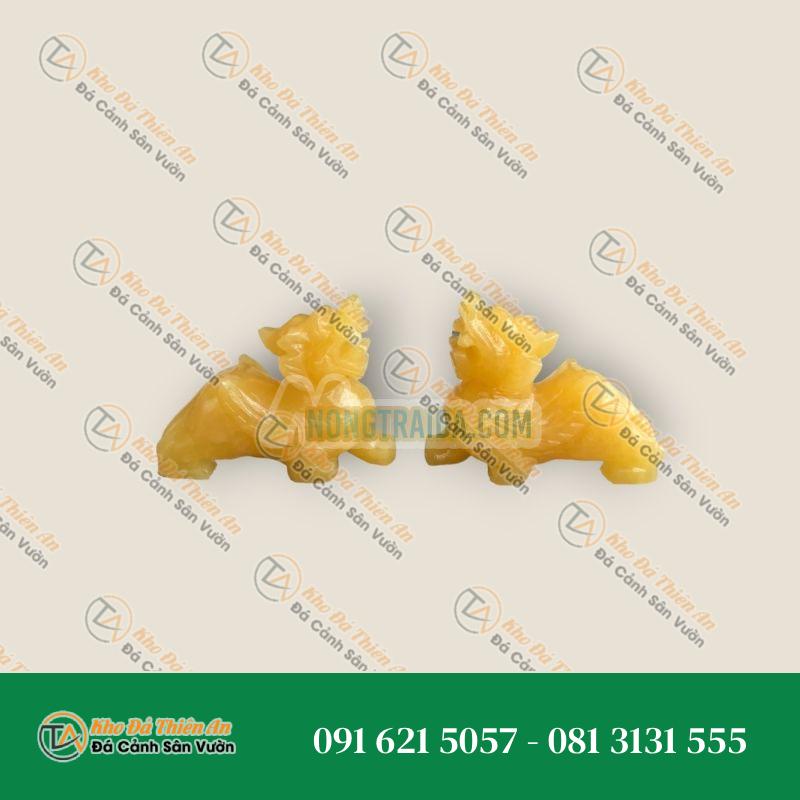 Cặp Tỳ Hưu Phong Thủy Đá Thạch Anh Vàng 10cm – Nét Đẹp Tinh Khôi – Khodathienan.com