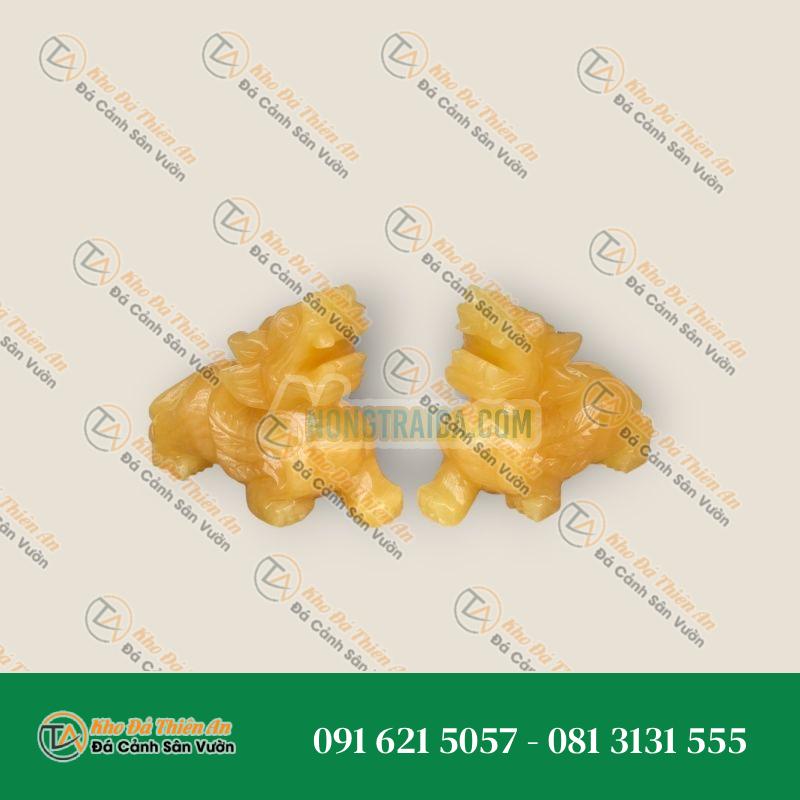 Cặp Tỳ Hưu Phong Thủy Đá Thạch Anh Vàng – Dài 13cm | Tài Lộc và Thịnh Vượng