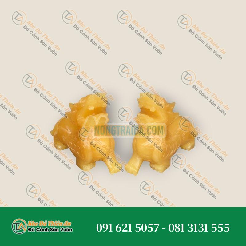 Cặp Tỳ Hưu Phong Thủy Đá Thạch Anh Vàng 15cm | Tài Lộc & Phú Quý