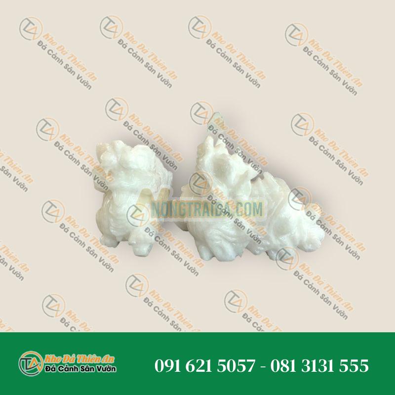 Cặp Tỳ Hưu Phong Thủy – Đá Cẩm Thạch Trắng – 15cm – Khodathienan.com