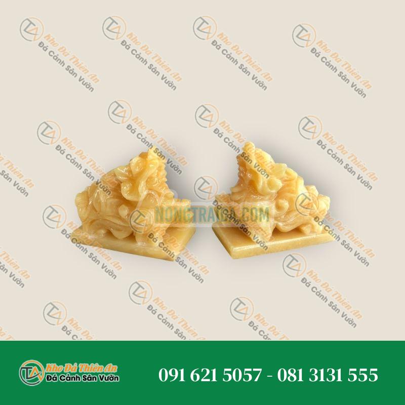 Cặp Tỳ Hưu Phong Thủy Tài Lộc Đá Ngọc Hoàng Long Có Đế – Dài 10cm