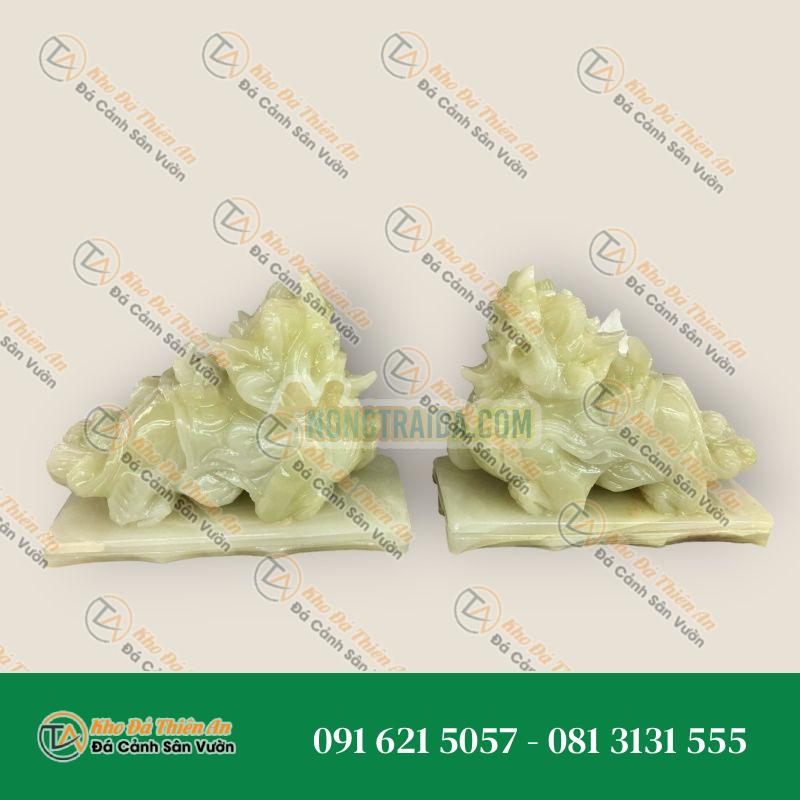 Cặp Tỳ Hưu Phong Thủy Tài Lộc Đá Ngọc Onyx Có Đế – Dài 15cm